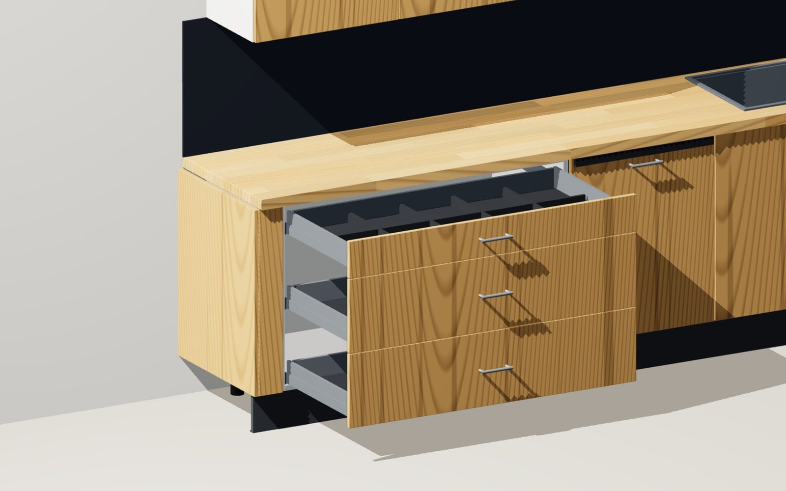 Pull-out block run out 500 mm with drawer sides and runners
