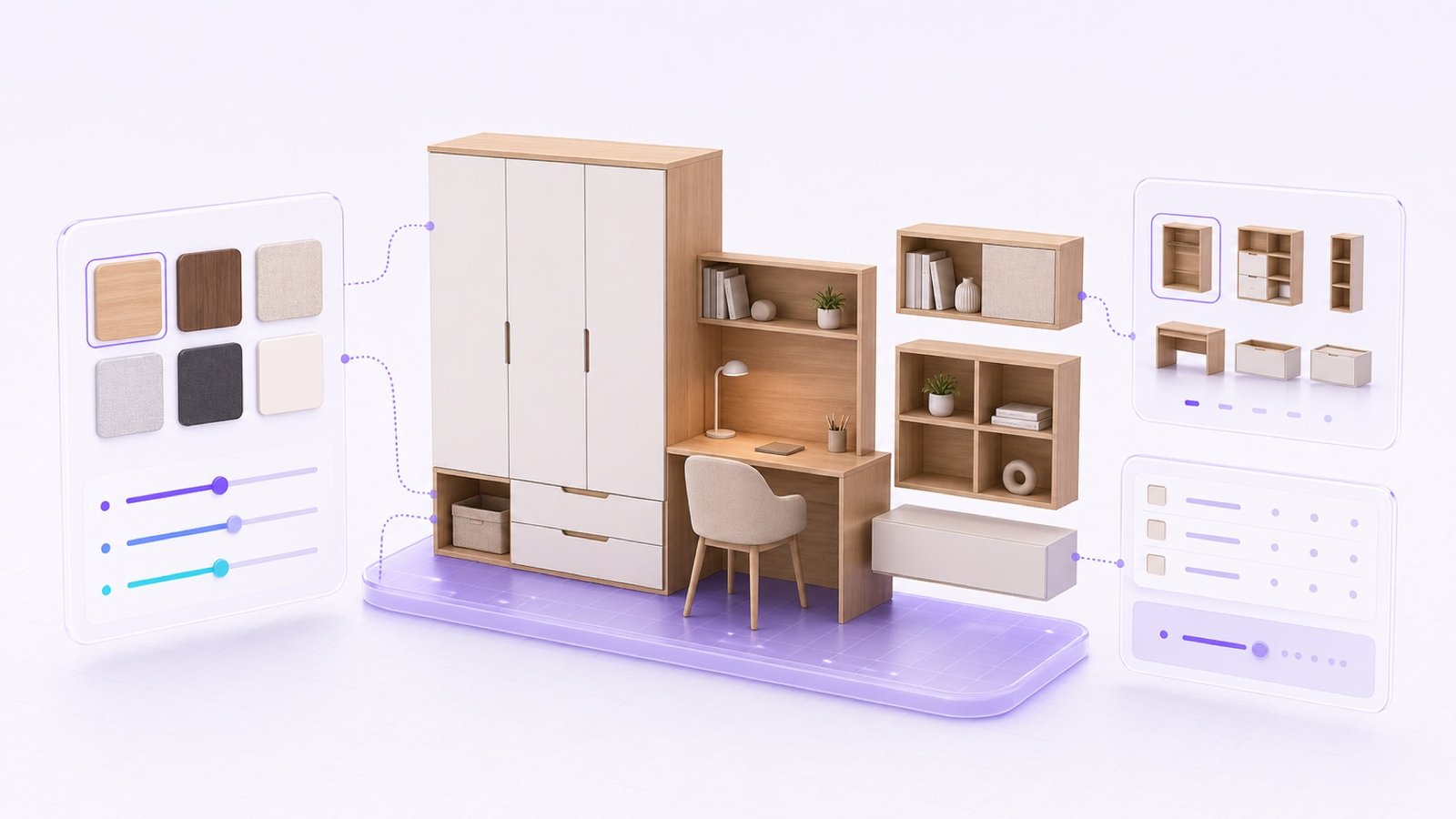 Configurable furniture product families and finishes